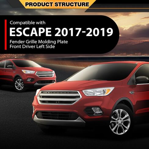 زخرفة الحاجز الجانبي للسائق الأمامي متوافقة مع Ford Escape SEL Sport Utility 4-Door 2018-2019 Fit Ford Escape S SE Titanium Sport Utility 4-Door 2017-2019 GJ5Z16228AB، GJ5416C217ACW باللون الأسود والكروم in Saudi Arabia
