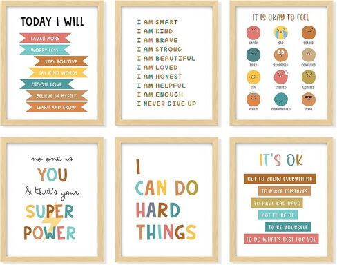 97 DECOR Kids Affirmation Wall Decor - Positive Affirmations for Kids Decor, Affirmation Art Prints Nursery Pictures, Colorful Inspirational Quotes Posters for Classroom Playroom Decor (8x10 UNFRAMED) in Saudi Arabia