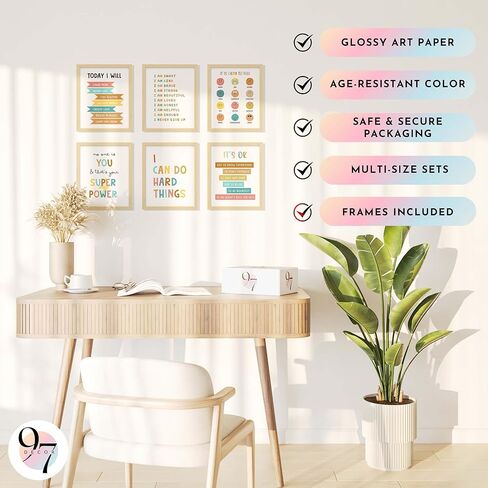 97 DECOR Kids Affirmation Wall Decor - Positive Affirmations for Kids Decor, Affirmation Art Prints Nursery Pictures, Colorful Inspirational Quotes Posters for Classroom Playroom Decor (8x10 UNFRAMED) in Saudi Arabia