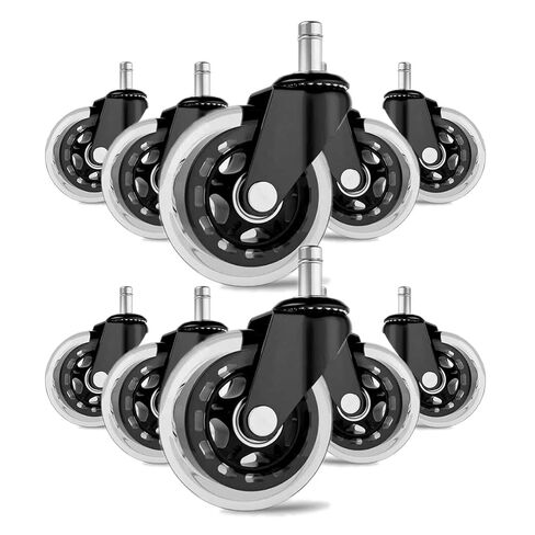 عجلات عجلات كرسي المكتب 3 بوصات - مطاط البولي يوريثان الناعم شديد التحمل وآمن لأرضيات بلاط السجاد الصلب (مجموعة من 5) تنطبق بشكل عام على عجلات المكتب، استبدل سجادات الكراسي - ملاءمة عالمية in Kuwait