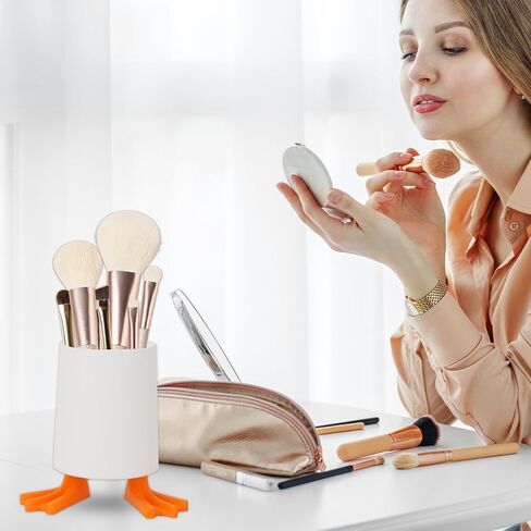 Cute Duck Pen Pencil Holder Funny Multifunctional Cartoon Little Duck Pen Holder Stationery Storage Makeup Brush Holder in Saudi Arabia