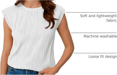 LILLUSORY Women's Short Sleeve Dressy Tops Crewneck Textured Tops Cute Summer Tops 2024 Basic T-Shirts Work Blouses in Kuwait