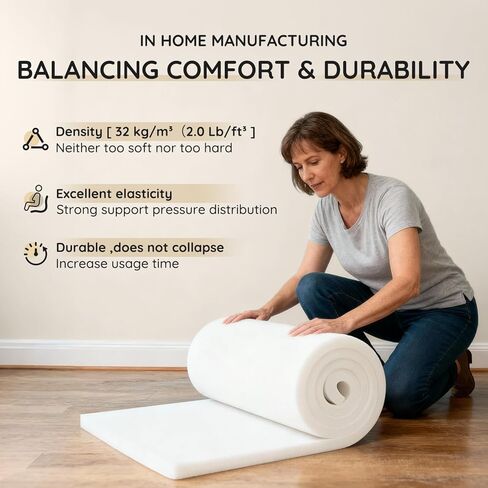 LOKEX High Density Upholstery Foam Pad - 2" x 24" x 24", Durable Padding for Cushion Replacement & DIY Home Decor, Sofa, Couch, Chair, Bench, and Mattress Topper in Saudi Arabia