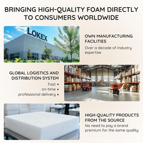 LOKEX High Density Upholstery Foam Pad - 2" x 24" x 24", Durable Padding for Cushion Replacement & DIY Home Decor, Sofa, Couch, Chair, Bench, and Mattress Topper in Saudi Arabia