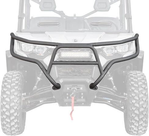 SuperATV Heavy-Duty Front Bumper compatible with Can Am Defender, 1.75" Steel Tubing Brush Guard with Light Bar Compatibility, Easy Install, Black Powder Coat Finish, See Fitment, USA Made in Saudi Arabia