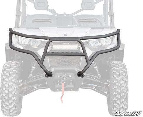 SuperATV Heavy-Duty Front Bumper compatible with Can Am Defender, 1.75" Steel Tubing Brush Guard with Light Bar Compatibility, Easy Install, Black Powder Coat Finish, See Fitment, USA Made in Saudi Arabia
