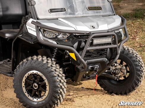 SuperATV Heavy-Duty Front Bumper compatible with Can Am Defender, 1.75" Steel Tubing Brush Guard with Light Bar Compatibility, Easy Install, Black Powder Coat Finish, See Fitment, USA Made in Saudi Arabia