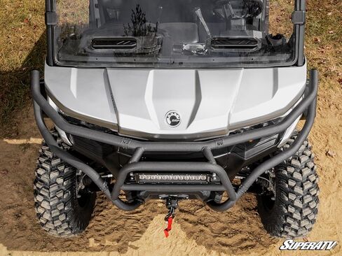 SuperATV Heavy-Duty Front Bumper compatible with Can Am Defender, 1.75" Steel Tubing Brush Guard with Light Bar Compatibility, Easy Install, Black Powder Coat Finish, See Fitment, USA Made in Saudi Arabia