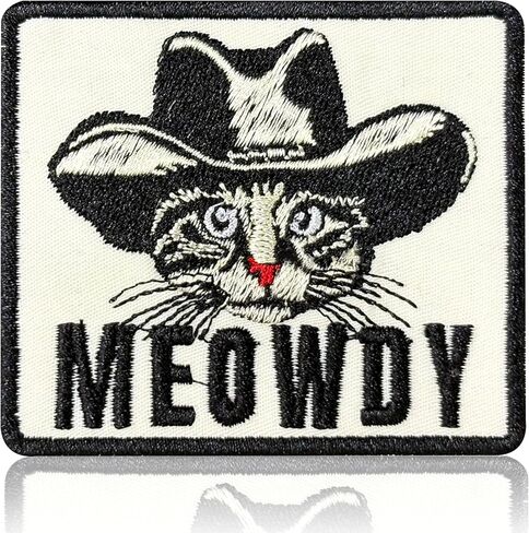 Meowdy Cowboy Cat Patch Cute Animal Meme Embroidered Patches for Backpack, Hat, Jackets, Iron On Sew On, Uniform DIY Embroidery PVC Patches Gift, DIY Accessories for Him Her 3 Inch in Saudi Arabia