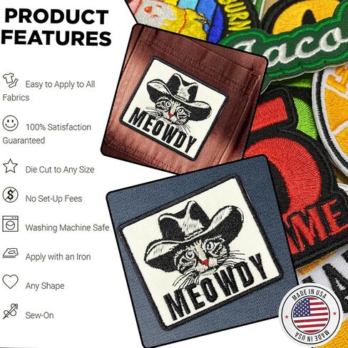 Meowdy Cowboy Cat Patch Cute Animal Meme Embroidered Patches for Backpack, Hat, Jackets, Iron On Sew On, Uniform DIY Embroidery PVC Patches Gift, DIY Accessories for Him Her 3 Inch in Saudi Arabia
