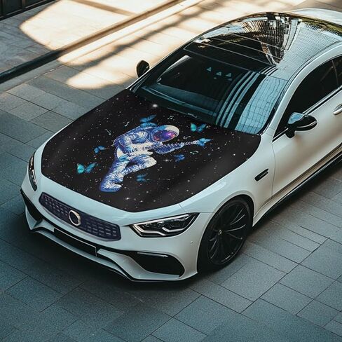 أغطية غطاء محرك السيارة باللون الأرجواني على شكل فراشة للسيارات غطاء غطاء من القماش للحماية لجميع المواسم غطاء من نسيج البوليستر المطاطي ملحقات السيارات القابلة للإزالة يناسب معظم السيارات in Kuwait