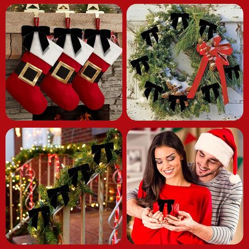 24 قطعة من الأقواس المخملية الحمراء الصغيرة لشجرة عيد الميلاد، أقواس مخملية لطيفة عتيقة لديكور المنزل لحرف تغليف هدايا إكليل الشجرة، 0.98 بوصة ث/3.14 * 3.14 بوصة in Kuwait