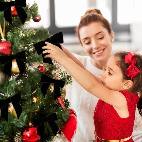 24 قطعة من الأقواس المخملية الحمراء الصغيرة لشجرة عيد الميلاد، أقواس مخملية لطيفة عتيقة لديكور المنزل لحرف تغليف هدايا إكليل الشجرة، 0.98 بوصة ث/3.14 * 3.14 بوصة in Kuwait