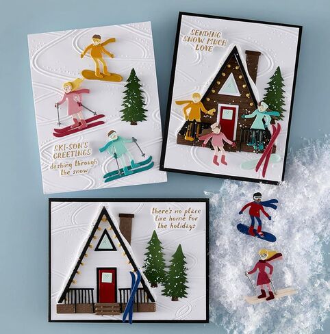 مجموعة قوالب محفورة ثلاثية الأبعاد من Spellbinders Ski-Son's Greetings، معدنية in Saudi Arabia
