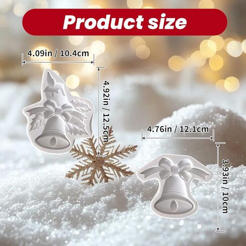 2 قطعة قوالب سيليكون جرس عيد الميلاد، 5D أوراق هولي عيد الميلاد وجرس سيليكون العفن، قالب كعكة عيد الميلاد فندان، للشوكولاتة، الطين، قلادة شجرة عيد الميلاد، DIY اليدوية، ديكورات المنزل in Kuwait