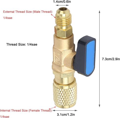 Refrigerant Ball Valve AC Refrigerant Control Valve HVAC Charging Valve for R22 R410A with 1/4in SAE Thread Brass ABS Material Durable Sealing in Saudi Arabia