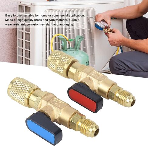 Refrigerant Ball Valve AC Refrigerant Control Valve HVAC Charging Valve for R22 R410A with 1/4in SAE Thread Brass ABS Material Durable Sealing in Saudi Arabia