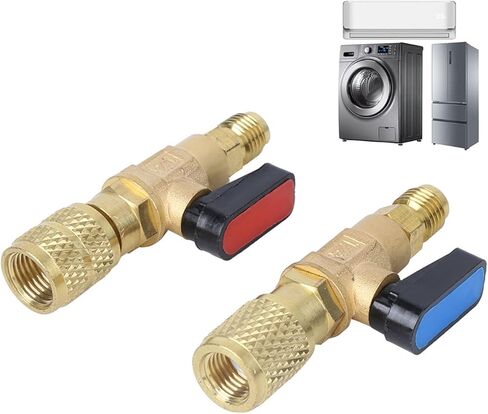 Refrigerant Ball Valve AC Refrigerant Control Valve HVAC Charging Valve for R22 R410A with 1/4in SAE Thread Brass ABS Material Durable Sealing in Saudi Arabia