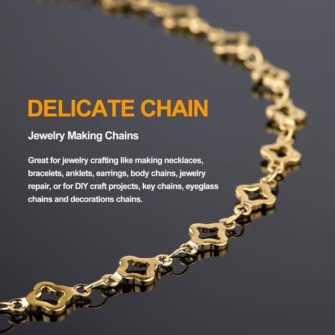 KYUNHOO 13 Feet Stainless Steel Jewelry Making Chains Silver Bulk Jewelry Hollow Four Leaf Clover Chain for Making Crafts with Jump Rings Lobster Clasps in Saudi Arabia