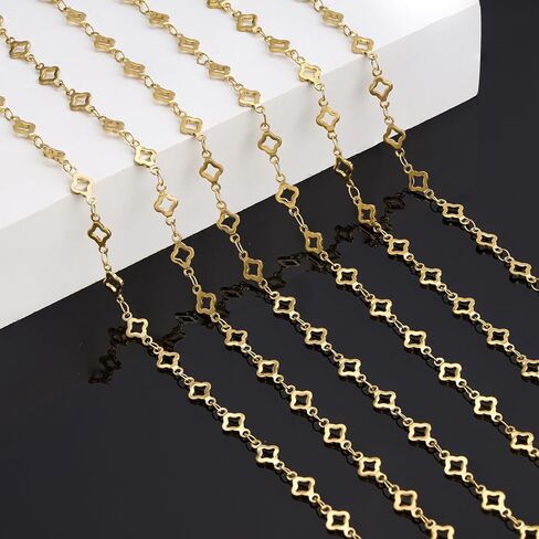 KYUNHOO 13 Feet Stainless Steel Jewelry Making Chains Silver Bulk Jewelry Hollow Four Leaf Clover Chain for Making Crafts with Jump Rings Lobster Clasps in Saudi Arabia