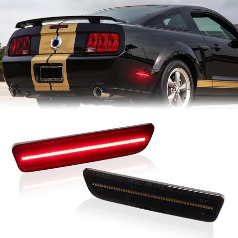 مصابيح LED للعلامات الجانبية عاكسات مصباح علامة المصد الخلفي لسيارة Ford Mustang 2005-2009، Smoked Len 2PCS (أحمر) in Saudi Arabia
