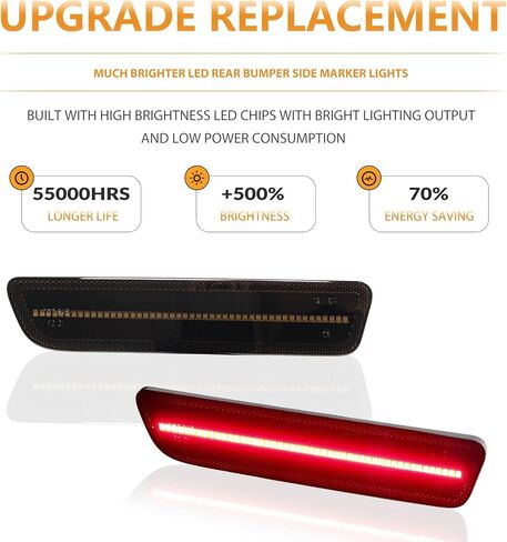 LED Side Marker Lights Rear Bumper Marker Lamp Reflectors for Ford Mustang 2005-2009, Smoked Len 2PCS (Red) in Saudi Arabia