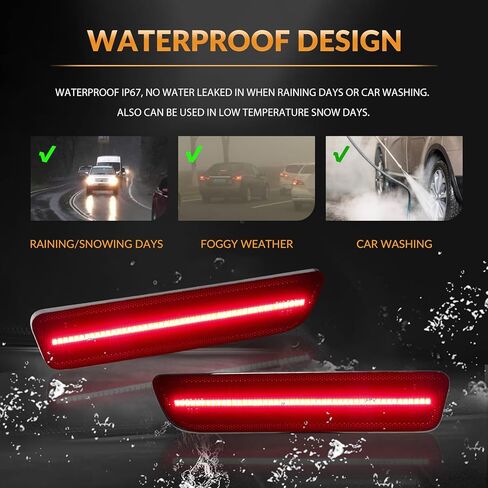 LED Side Marker Lights Rear Bumper Marker Lamp Reflectors for Ford Mustang 2005-2009, Smoked Len 2PCS (Red) in Saudi Arabia