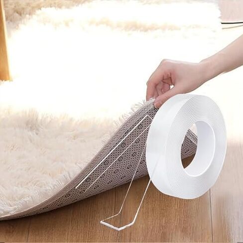 Double Sided Tape Clear Adhesive Strip Removable Multipurpose Mounting Roll for Carpets Rugs Walls Crafts Home Office 2 x 118 inch in Saudi Arabia