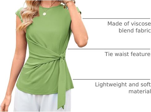 GRACE KARIN المرأة كم كاب قمم الصيف التعادل الخصر طاقم الرقبة بلوزة أنيقة متأنق عارضة بلون قمصان in Kuwait