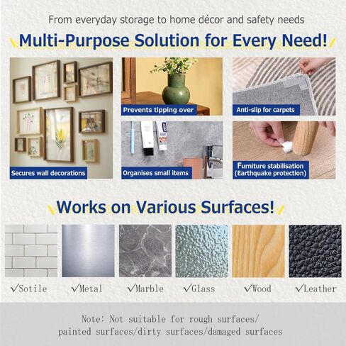 Dayli Double Sided Tape, Removable Nano Tape for Poster Carpet Picture Hanging Strip Rug Wall Outdoor,Load Capacity 4.4 lbs, Length 9.8 ft, Acrylic, Can Be Torn by Hand, Leaves No Residue, Reusable in Saudi Arabia