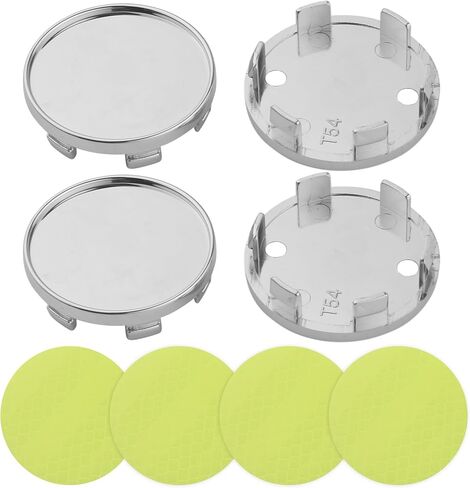 2 Inch Wheel Center Cap 4 Pack of 54mm Car Wheel Center Hub Covers Snap-in Plastic Rim Covers Hub Caps with 2 Inch 4 PCS Round Reflective Stickers Car Accessories Silver (Outer 54mm, Inner 49MM) in Saudi Arabia