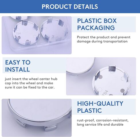 2 Inch Wheel Center Cap 4 Pack of 54mm Car Wheel Center Hub Covers Snap-in Plastic Rim Covers Hub Caps with 2 Inch 4 PCS Round Reflective Stickers Car Accessories Silver (Outer 54mm, Inner 49MM) in Saudi Arabia