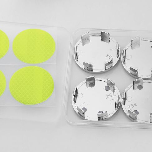 2 Inch Wheel Center Cap 4 Pack of 54mm Car Wheel Center Hub Covers Snap-in Plastic Rim Covers Hub Caps with 2 Inch 4 PCS Round Reflective Stickers Car Accessories Silver (Outer 54mm, Inner 49MM) in Saudi Arabia
