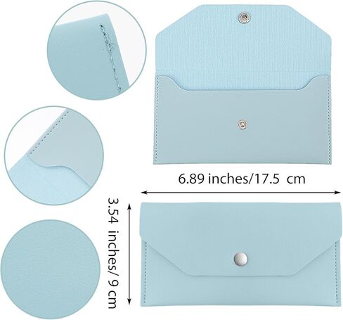 محفظة Teaaha النقدية من الجلد الطبيعي، محافظ لحشو الأموال، منظم، قابلة لإعادة الاستخدام، محفظة مغلف للميزانية، محافظ بمقبض عتيق للرجال والنساء، فواتير الشيكات النقدية، تصميم بسيط (أزرق) in Kuwait
