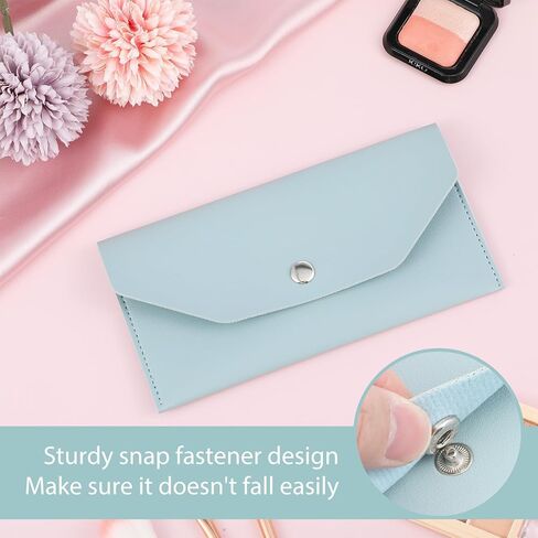 محفظة Teaaha النقدية من الجلد الطبيعي، محافظ لحشو الأموال، منظم، قابلة لإعادة الاستخدام، محفظة مغلف للميزانية، محافظ بمقبض عتيق للرجال والنساء، فواتير الشيكات النقدية، تصميم بسيط (أزرق) in Kuwait