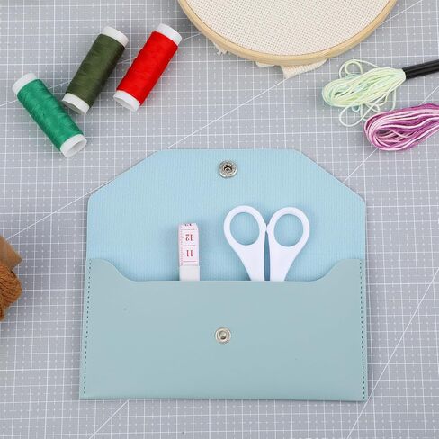 محفظة Teaaha النقدية من الجلد الطبيعي، محافظ لحشو الأموال، منظم، قابلة لإعادة الاستخدام، محفظة مغلف للميزانية، محافظ بمقبض عتيق للرجال والنساء، فواتير الشيكات النقدية، تصميم بسيط (أزرق) in Kuwait