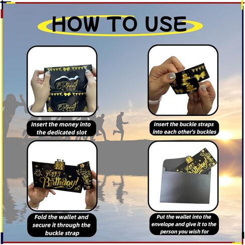 ظرف نقود عيد الميلاد للهدايا النقدية، حامل نقود DIY للنقود، حامل بطاقة مفاجأة لهدايا عيد الميلاد بين العائلة والأصدقاء، بطاقة هدايا نقود للرجال والنساء (أسود) in Kuwait
