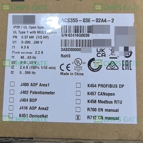 1 قطعة العاكس ACS355-03E-02A4-2 التيار المتناوب 200 فولت-240 فولت 0.37 كيلو واط in Kuwait