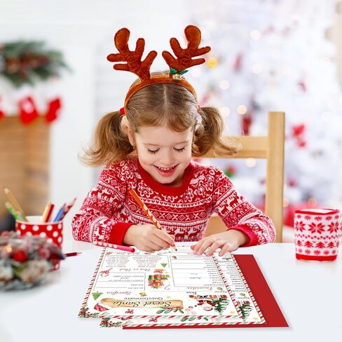 25pcs Secret Santa Questionnaire Forms Christmas List Ideas Fill In The Blank Cards for Xmas Family Friends Gift Exchange Game Party Activities (Watercolor) in Saudi Arabia