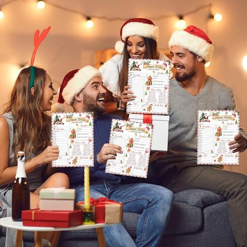 25pcs Secret Santa Questionnaire Forms Christmas List Ideas Fill In The Blank Cards for Xmas Family Friends Gift Exchange Game Party Activities (Watercolor) in Saudi Arabia