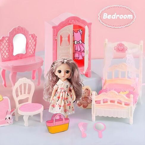 50 Pcs Dollhouse Furniture Accessories Set Miniature Mini Furniture Small Doll House Dolls People Playhouse Family Toys Gift 1:12 Kitchen Bedroom LivingRoom Bathroom Boy Girl Toddler Kid 3Y+ in Saudi Arabia