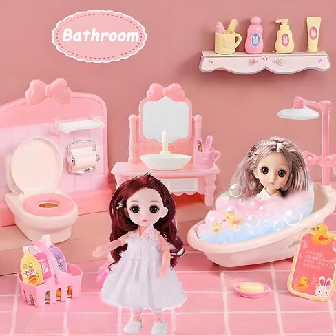 50 Pcs Dollhouse Furniture Accessories Set Miniature Mini Furniture Small Doll House Dolls People Playhouse Family Toys Gift 1:12 Kitchen Bedroom LivingRoom Bathroom Boy Girl Toddler Kid 3Y+ in Saudi Arabia