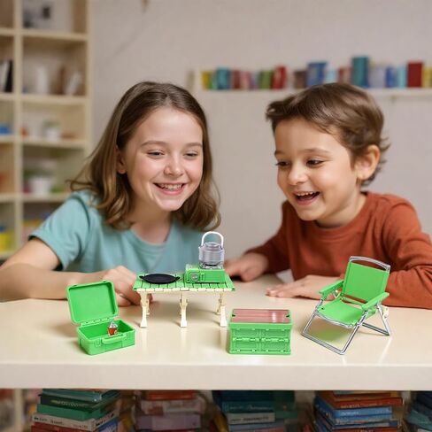 Dollhouse Furniture Set for Kids Toys Miniature Doll House Accessories Pretend Play Toys for Boys Girls & Toddlers Age 3+ with Camping (Green) in Saudi Arabia