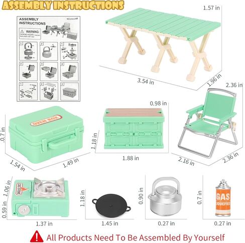 Dollhouse Furniture Set for Kids Toys Miniature Doll House Accessories Pretend Play Toys for Boys Girls & Toddlers Age 3+ with Camping (Green) in Saudi Arabia