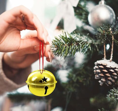 2 Inch Silver Large Jingle Bells Bulk-20 Pcs Large Metal Craft Bells and Red Ribbon for Christmas Party Festival Decoration and Wedding Ornament in Saudi Arabia