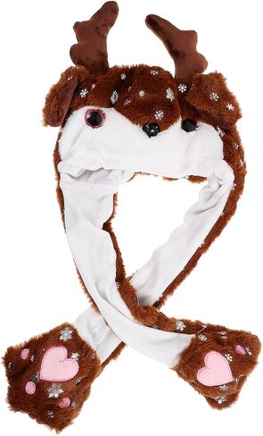 BESPORTBLE Christmas Plush Moving Ear Hat Reindeer Cap Holiday Party Costume Funny Novelty Hat for Stage Performance and Xmas Celebration in Saudi Arabia