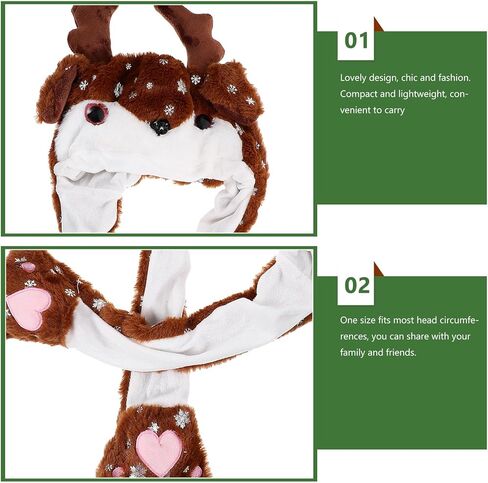 BESPORTBLE Christmas Plush Moving Ear Hat Reindeer Cap Holiday Party Costume Funny Novelty Hat for Stage Performance and Xmas Celebration in Saudi Arabia