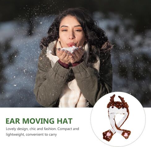 BESPORTBLE Christmas Plush Moving Ear Hat Reindeer Cap Holiday Party Costume Funny Novelty Hat for Stage Performance and Xmas Celebration in Saudi Arabia
