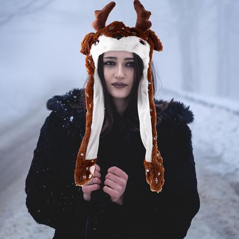 BESPORTBLE Christmas Plush Moving Ear Hat Reindeer Cap Holiday Party Costume Funny Novelty Hat for Stage Performance and Xmas Celebration in Saudi Arabia