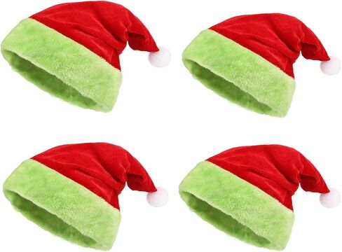 Christmas Santa Hats for Adults, 2 PCS Green Velvet Santa Hat, Soft Xmas Holiday Hats Family Cosplay Accessories in Saudi Arabia